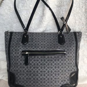 *SOLD*Coach handbag tote grey w/silver and black